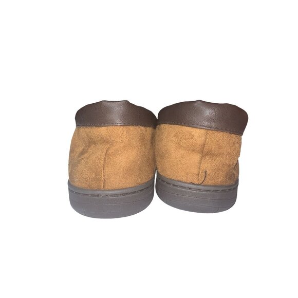 HAGGAR‎ Men's Brown Suede Faux Fur-Lined Moccasin Slippers Size L - Picture 4 of 9